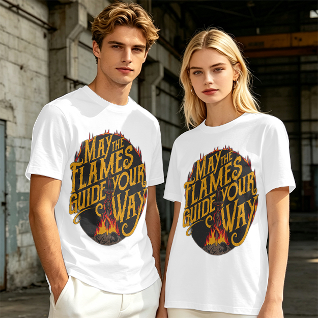 May The Flames Guide Your Way Graphic Olive T-Shirt