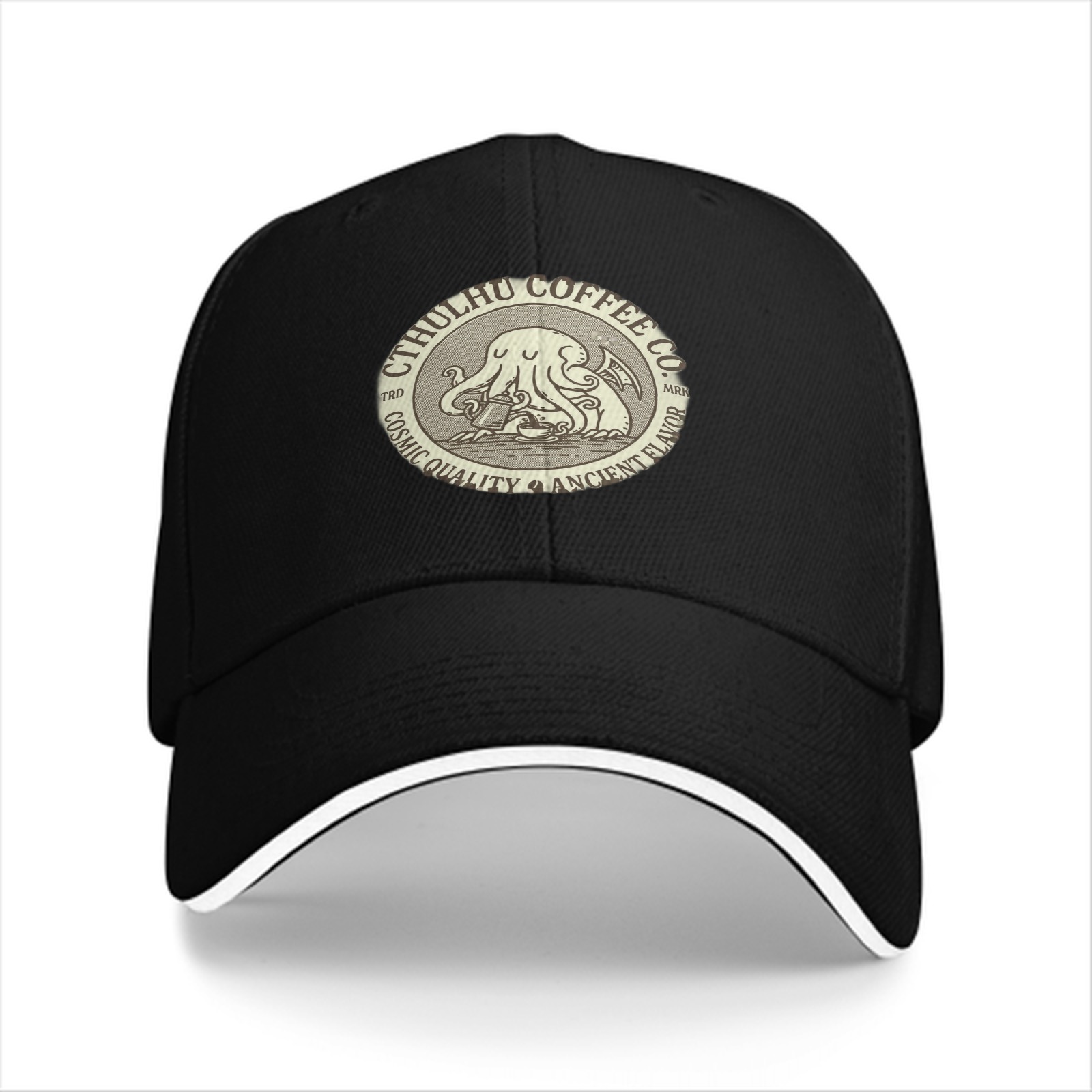 Black Baseball Cap with Cthulhu Coffee Co. Cosmic Print