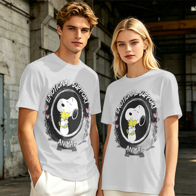 Snoopy and Woodstock Emotional Support Animal Graphic T-Shirt