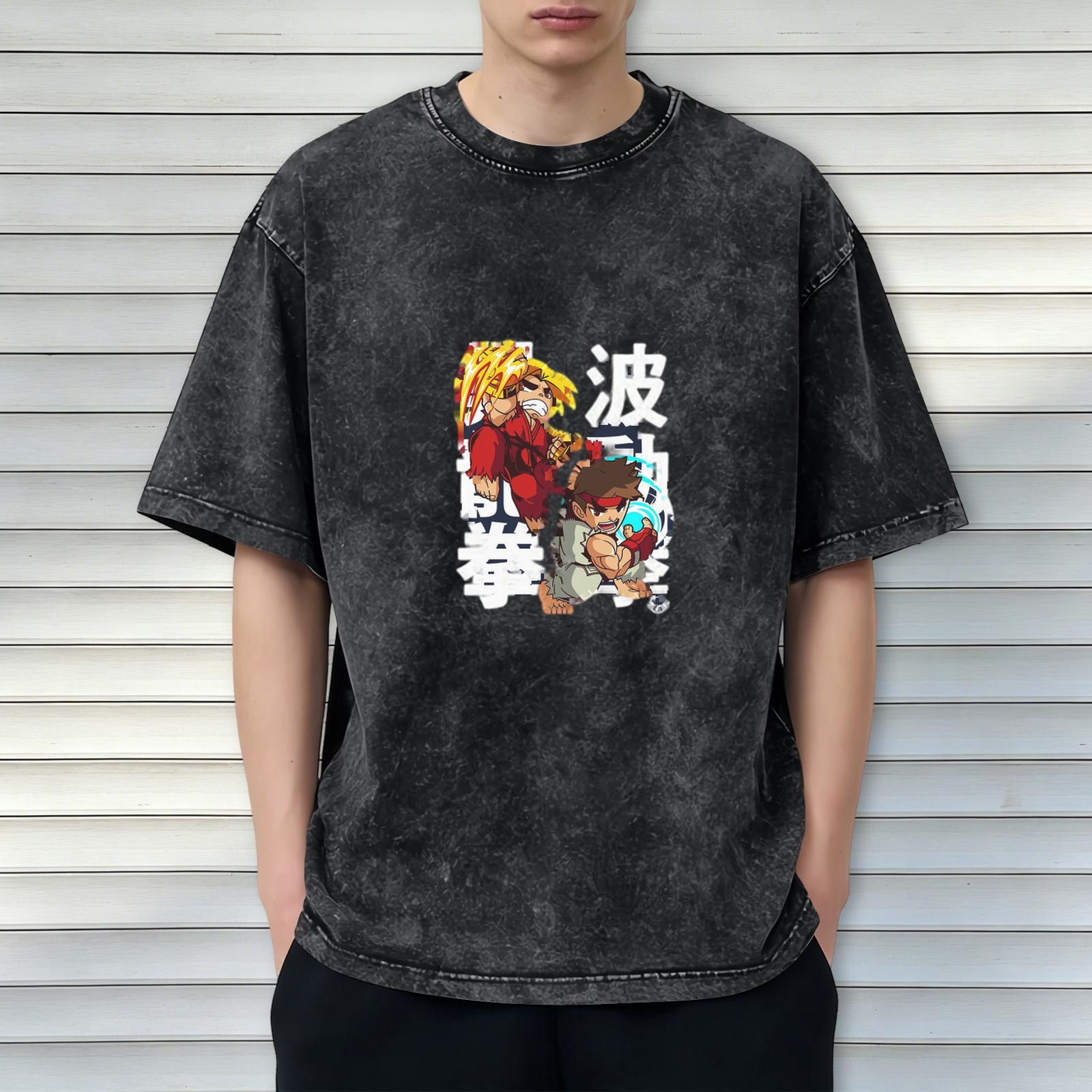 Street Fighter Chibi Characters Graphic Vintage Wash T-Shirt