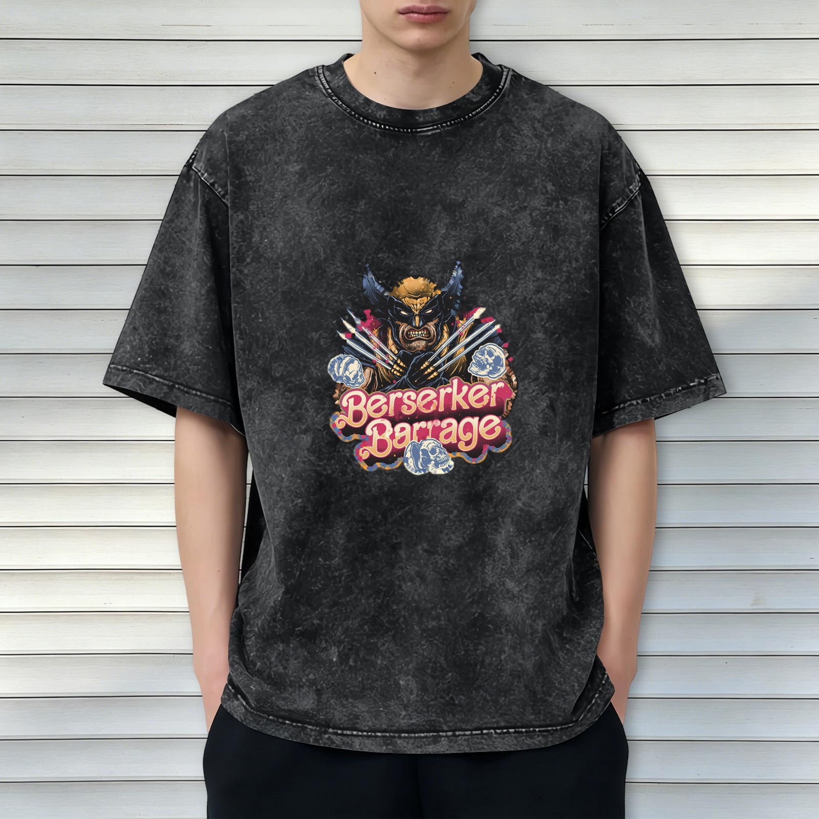 Wolverine Berserker Barrage Graphic Stonewashed Black T-Shirt