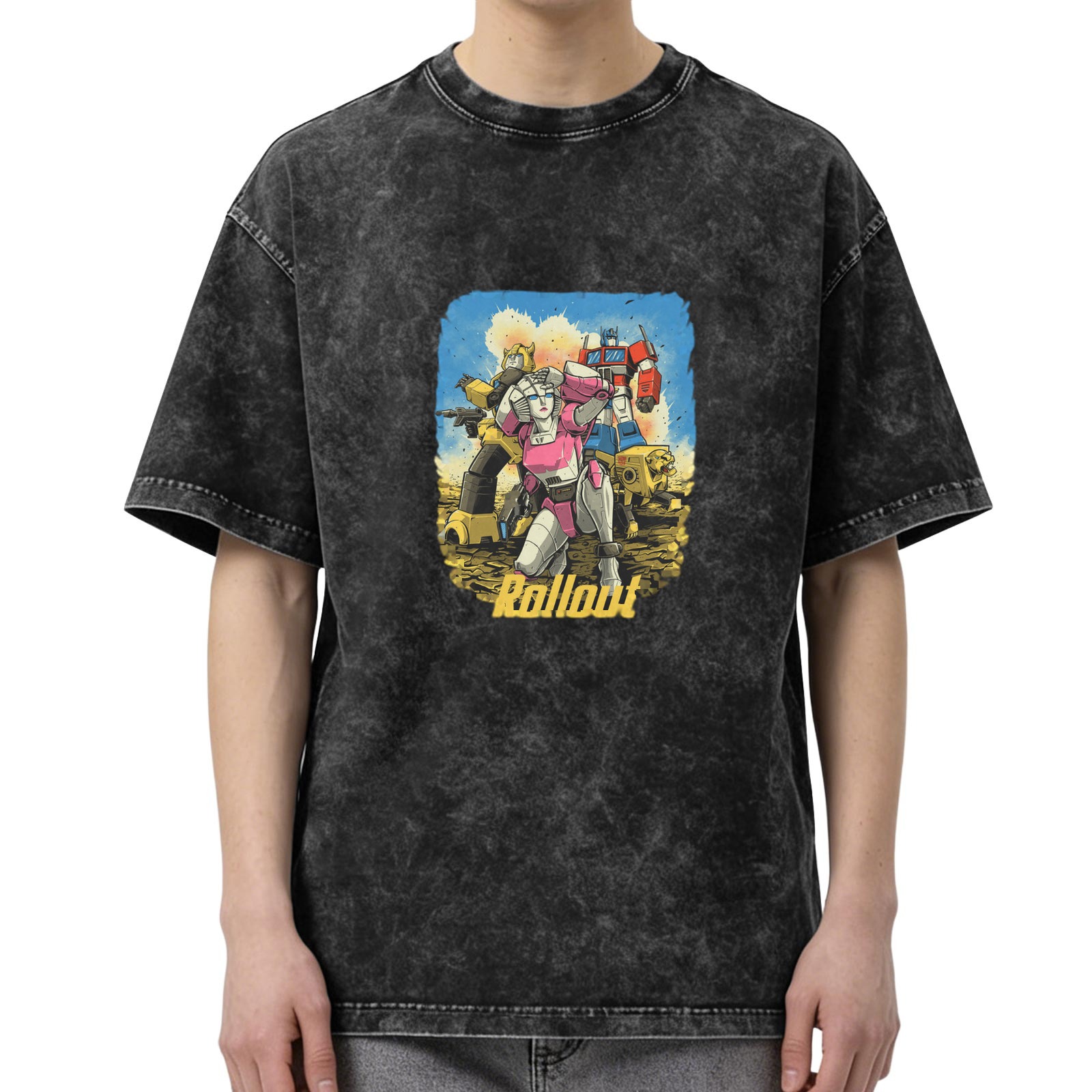 Vintage Transformers Rollout Graphic Stonewashed Black T-Shirt