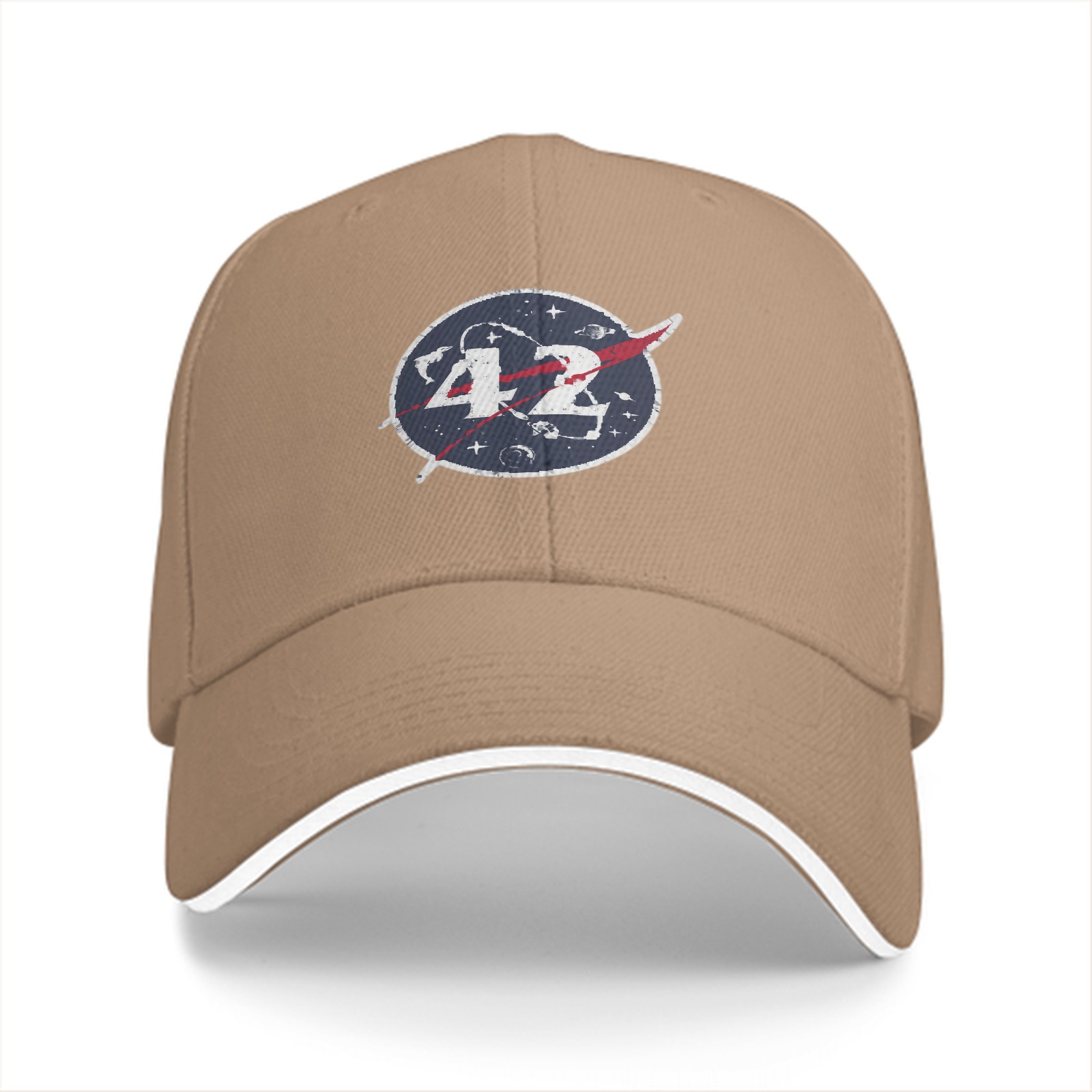 Black baseball cap with space themed number 42 logo