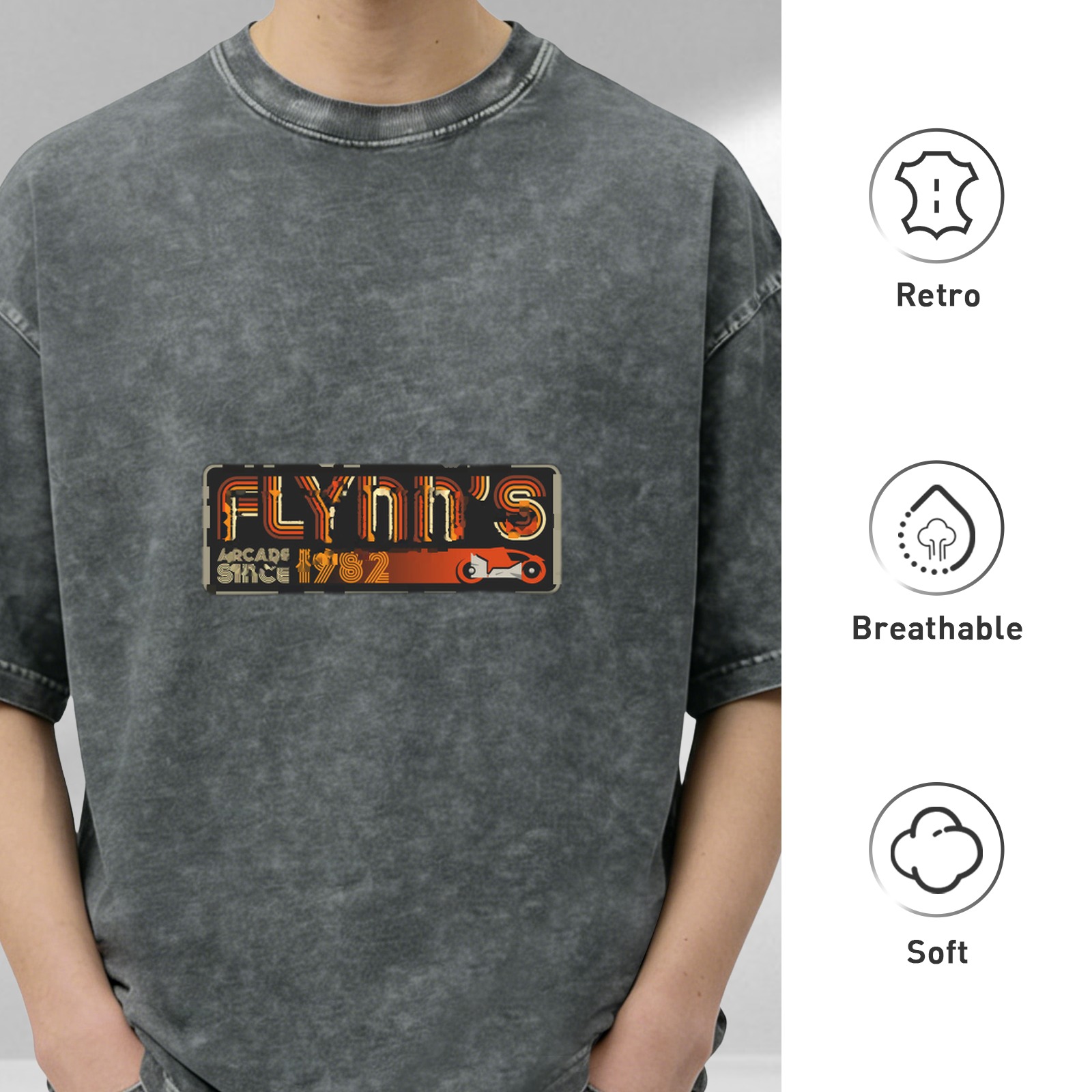 Flynn's Arcade Since 1982 Vintage Wash T-Shirt - Retro 80s Gaming Tee