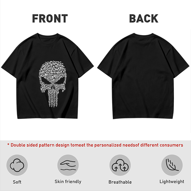 Olive T-Shirt With Punisher Skull Made Of Small Skulls