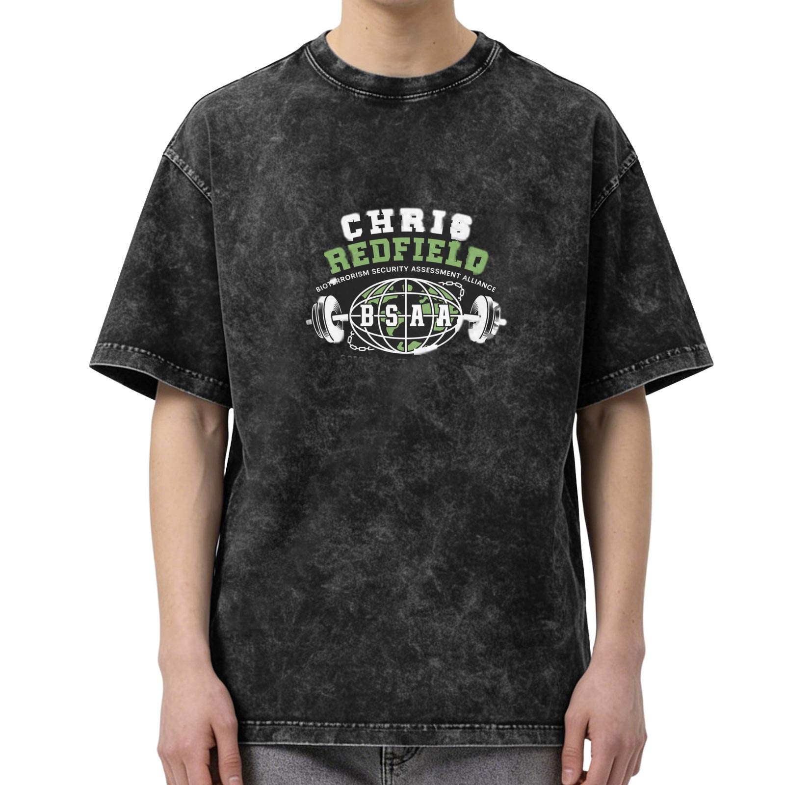 Chris Redfield BSAA Graphic Acid Wash T-Shirt