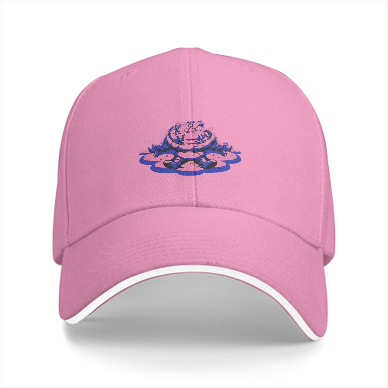 Black Baseball Cap With Pink Purple Slime Monster Graphic