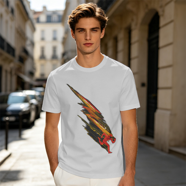 Olive T-shirt with Dynamic Speed Runner Graphic Print