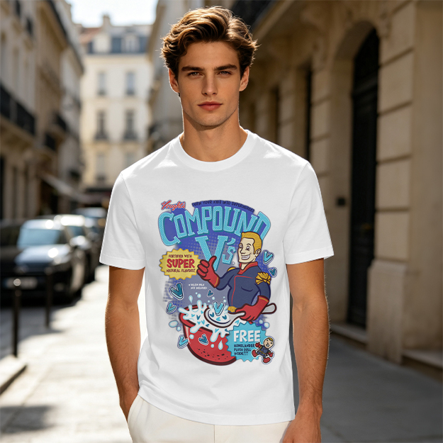 Compound V's Cereal Themed Superhero Graphic T-Shirt