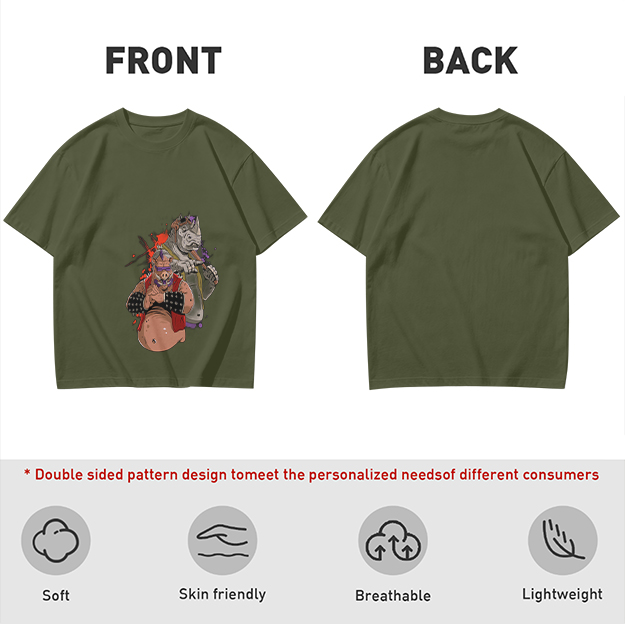 Olive Green T-Shirt with Bebop and Rocksteady Graphic Print
