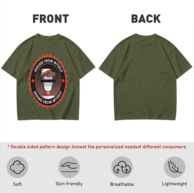 Olive T-Shirt With Hiding From Myself Graphic Print