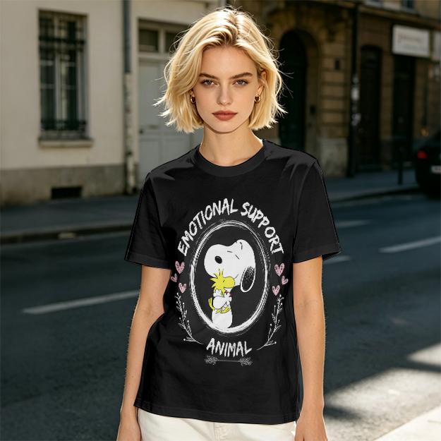 Snoopy and Woodstock Emotional Support Animal Graphic T-Shirt