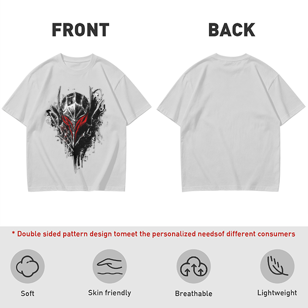 Olive T-Shirt With Dark Fantasy Knight Helmet Graphic