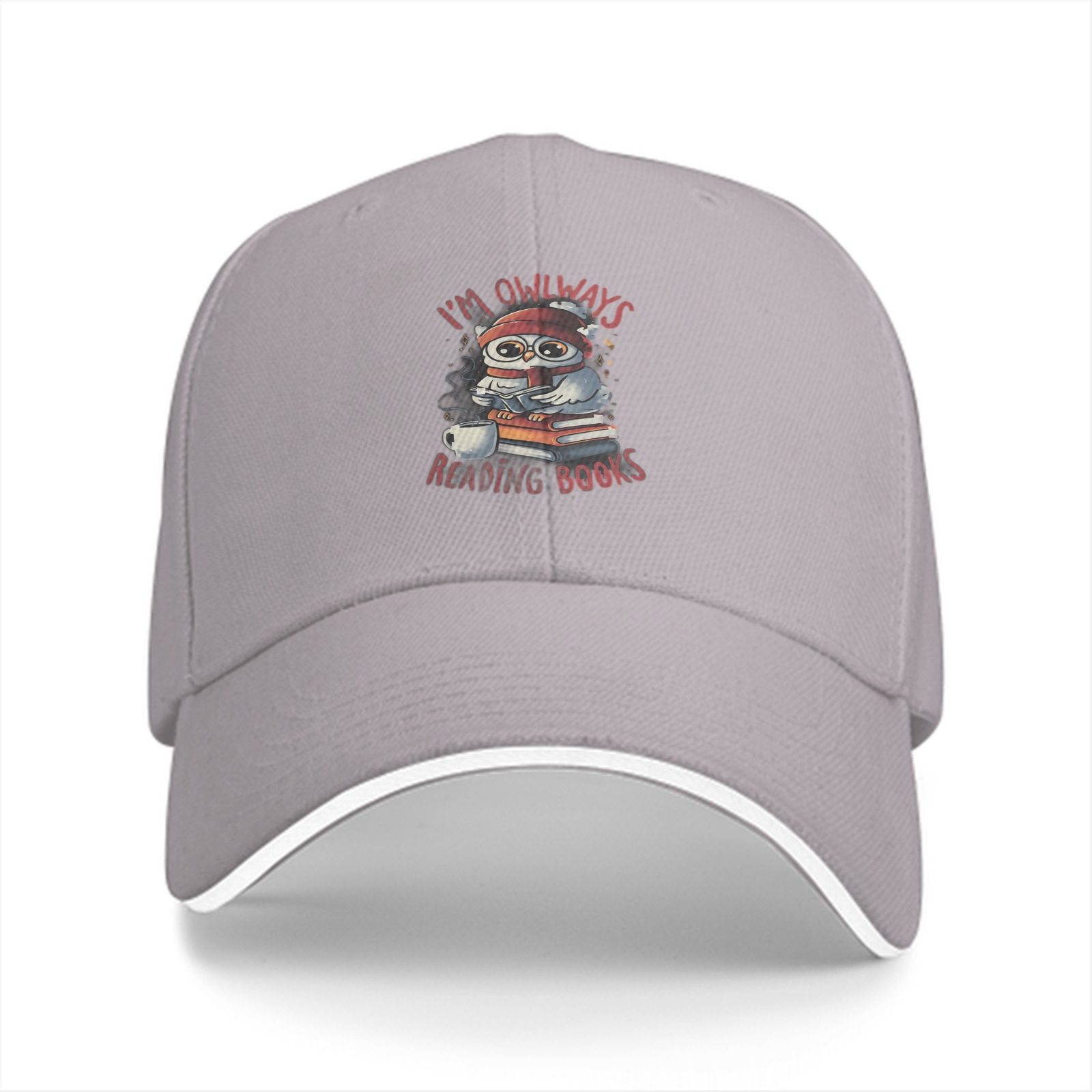 Black baseball cap with owl reading books pun graphic