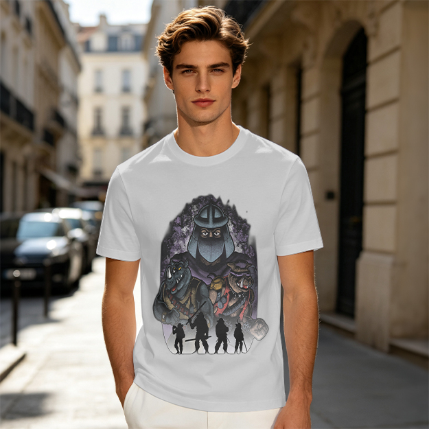Olive T-Shirt with Teenage Mutant Ninja Turtles Villains Print