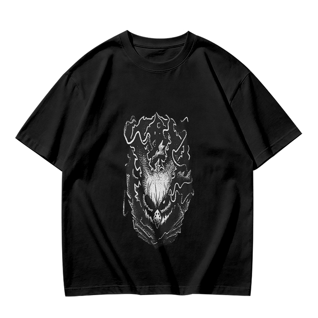 Olive Green T-Shirt with Dark Gothic Monster Graphic Print