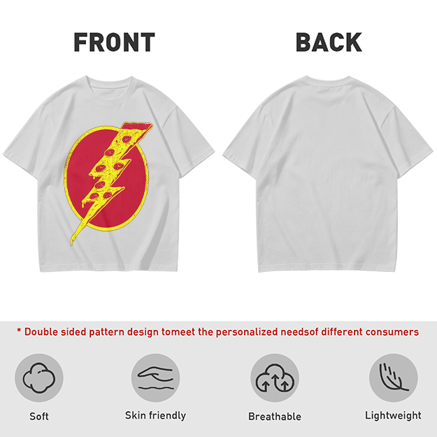 Olive T-Shirt With Pizza Lightning Bolt Graphic
