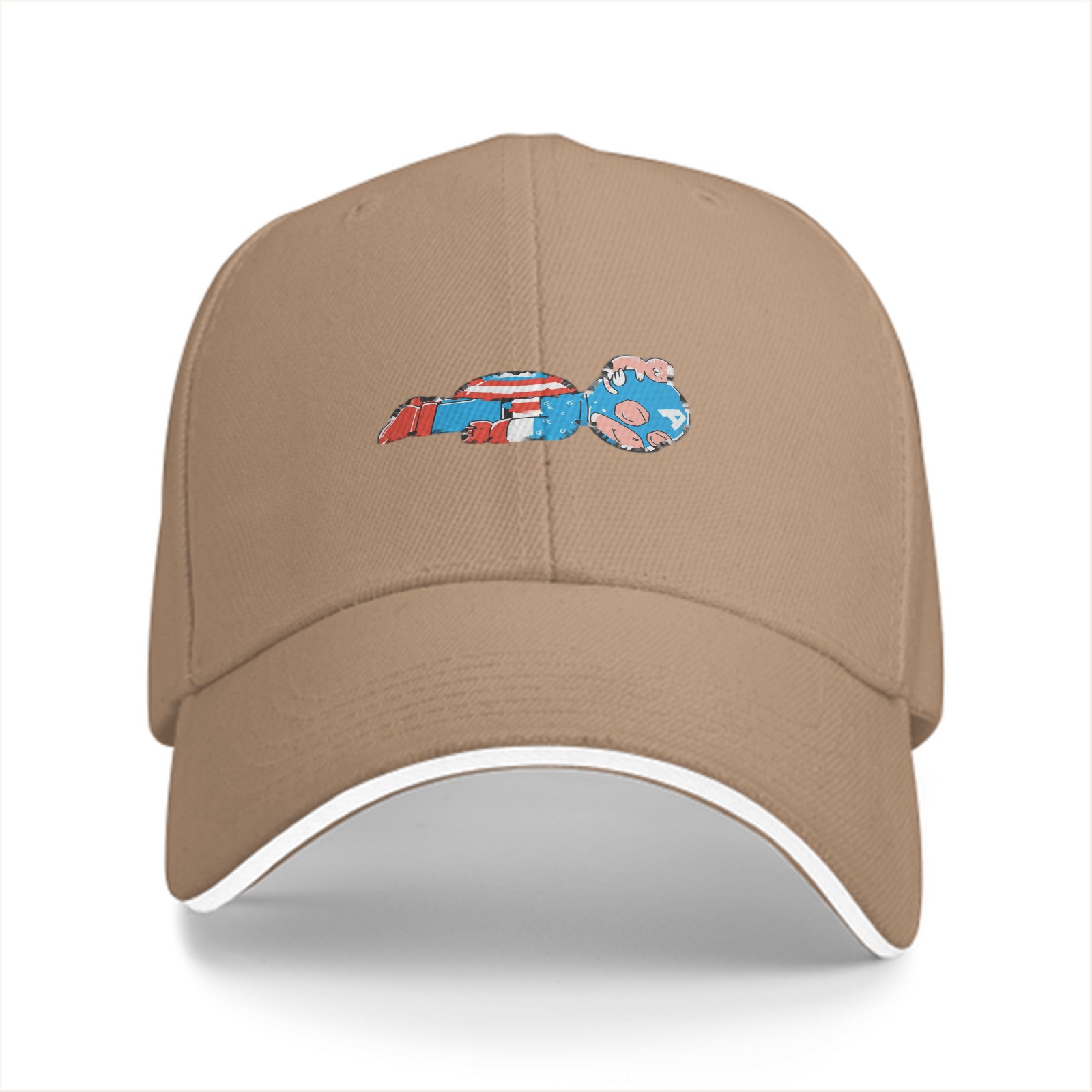 Black Baseball Cap With Mini Captain America Graphic Print
