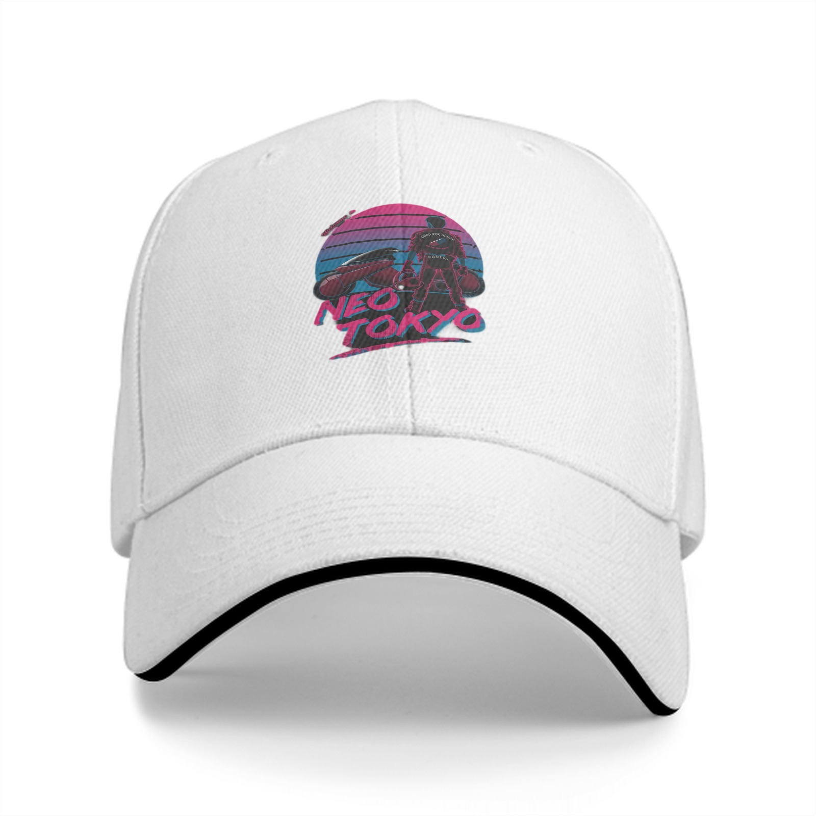 Neo Tokyo Synthwave Graphic Black Baseball Cap