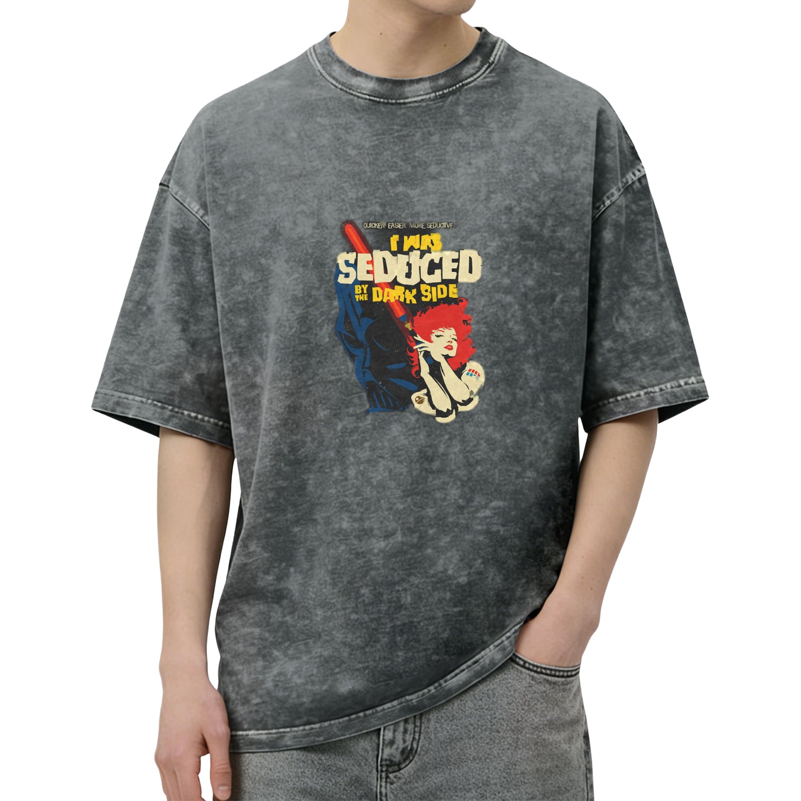 I Was Seduced By The Dark Side Star Wars Inspired Vintage Wash Graphic T-Shirt