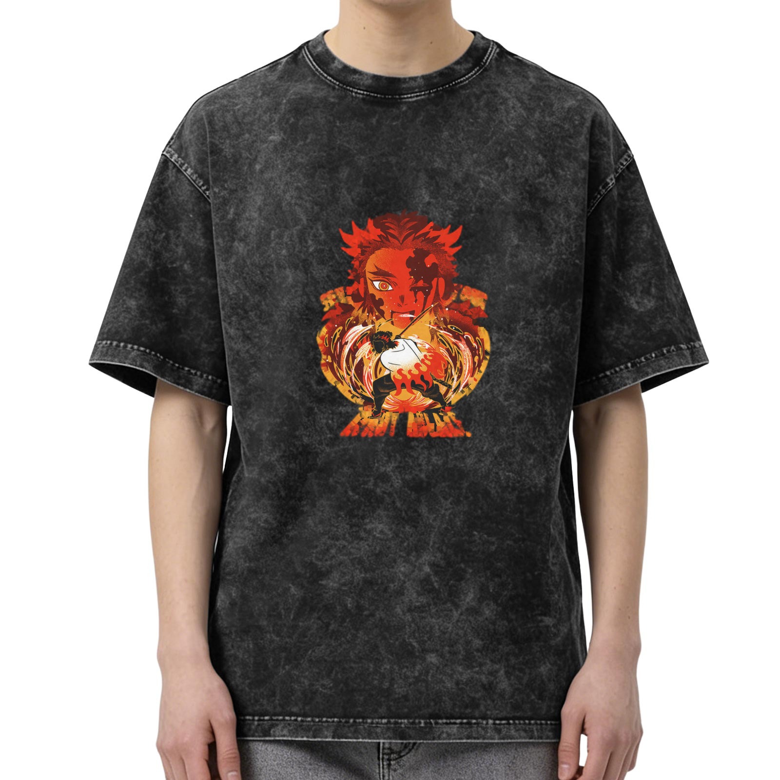 Demon Slayer Rengoku Flame Hashira Graphic Oversized T-Shirt