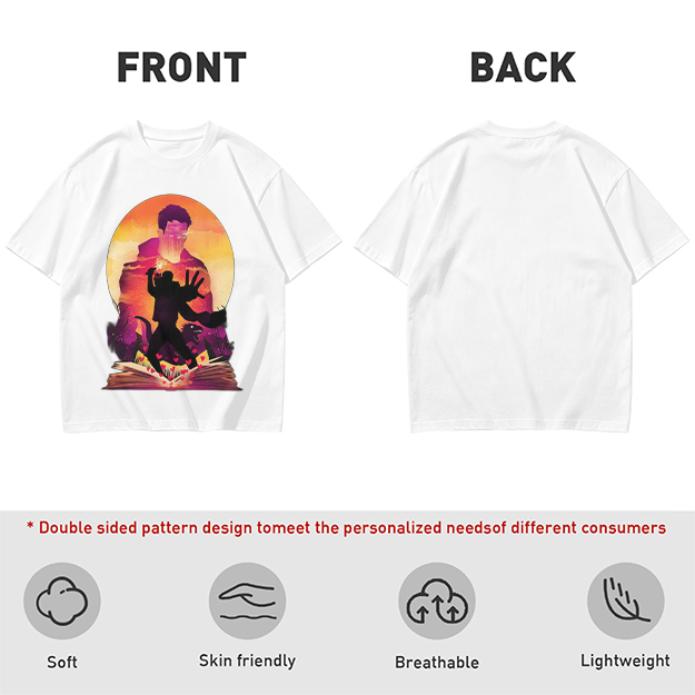 Olive T-Shirt With Fantasy Sunset Silhouette Graphic Print