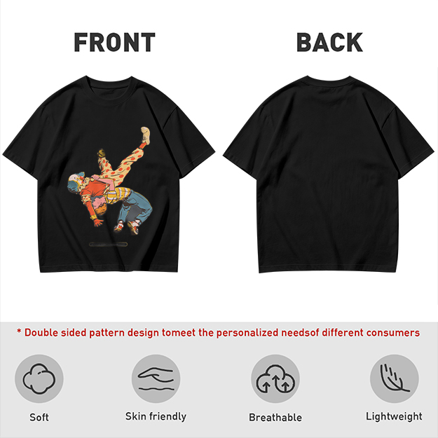 Olive T-Shirt With Clown Wrestling Graphic Print
