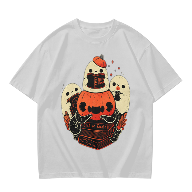Olive Halloween Ghosts Jack-o'-Lantern Graphic T-Shirt
