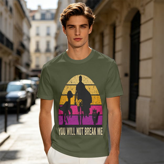 You Will Not Break Me Retro Sunset Silhouette Graphic T-Shirt