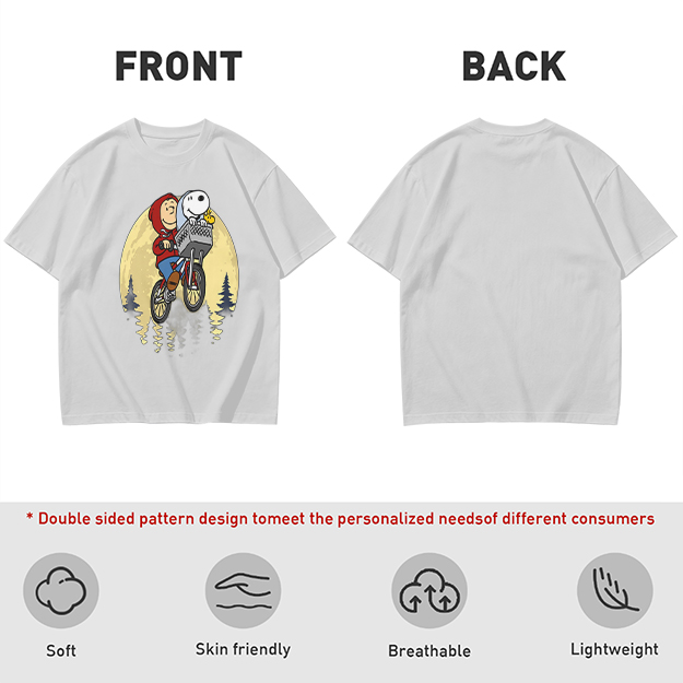 Snoopy and Charlie Brown Bicycle Moon Graphic T-Shirt