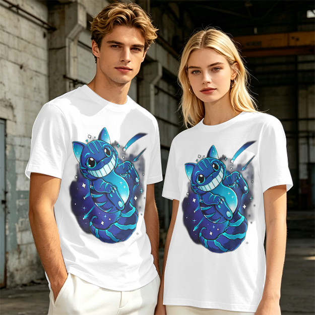 Olive T-shirt with Galaxy Cheshire Cat Graphic Print