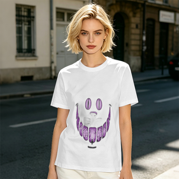 Olive T-Shirt With Purple Monster Face Graphic Print