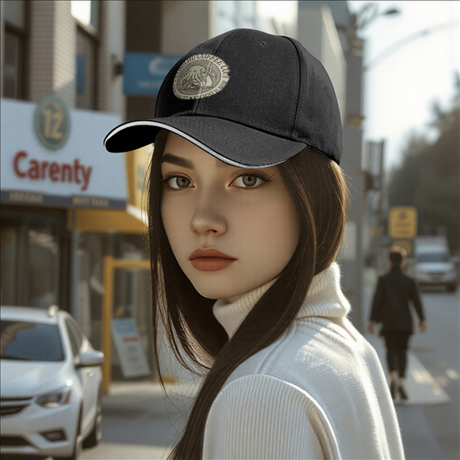 Black Baseball Cap with Cthulhu Coffee Co. Cosmic Print