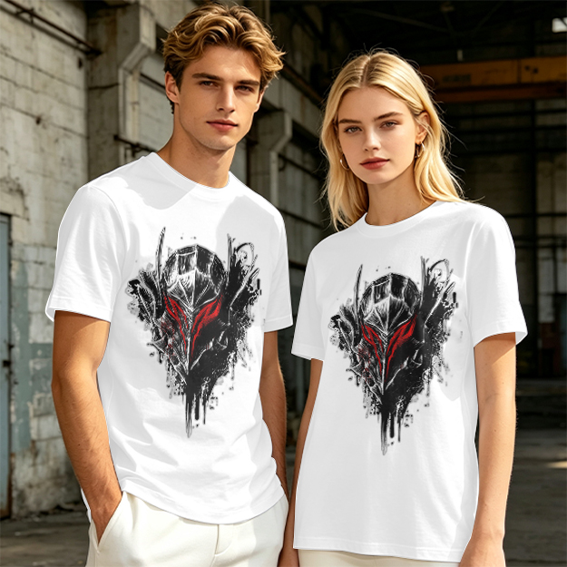 Olive T-Shirt With Dark Fantasy Knight Helmet Graphic