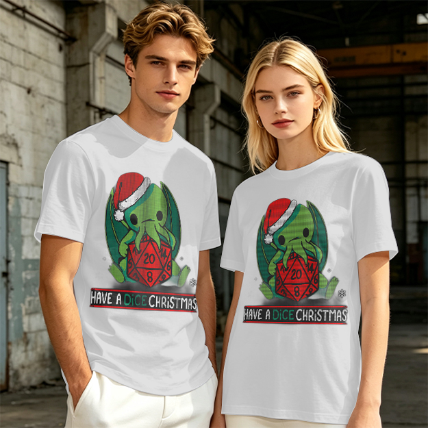 Have a Dice Christmas Cute Cthulhu Santa T-Shirt