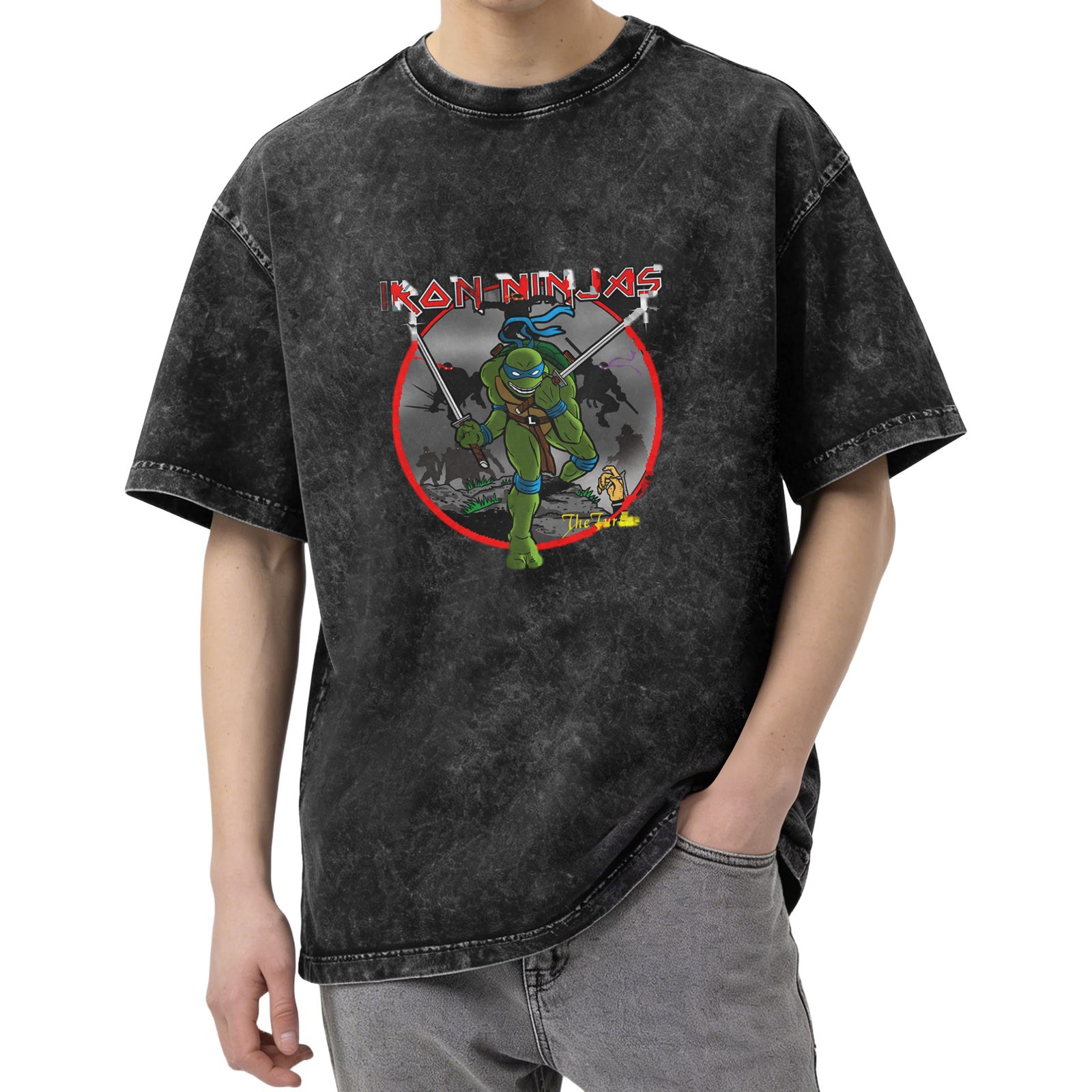 Iron Ninjas Teenage Mutant Ninja Turtles Graphic Stonewashed T-Shirt