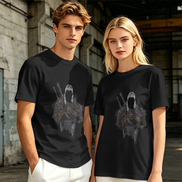 Olive Green T-Shirt With Witcher Inspired Armor Print