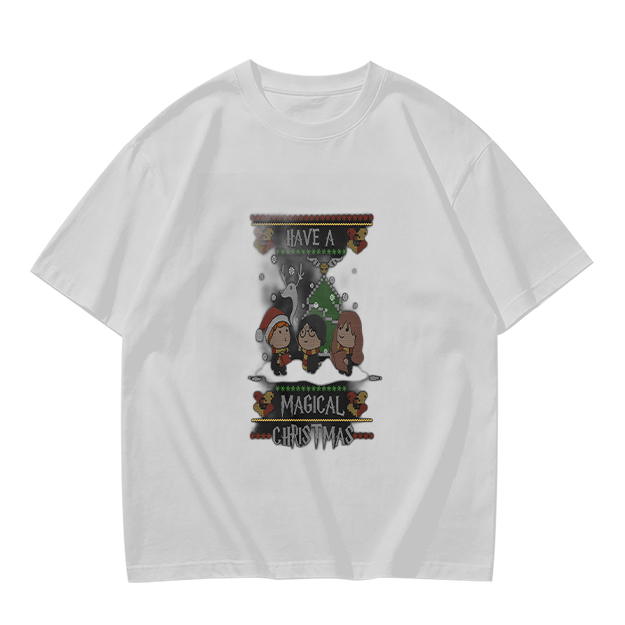 Olive T-Shirt With Magical Christmas Harry Potter Themed Print