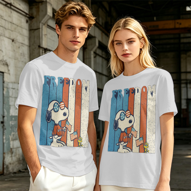 Olive Snoopy Freedom Patriotic Graphic T-Shirt