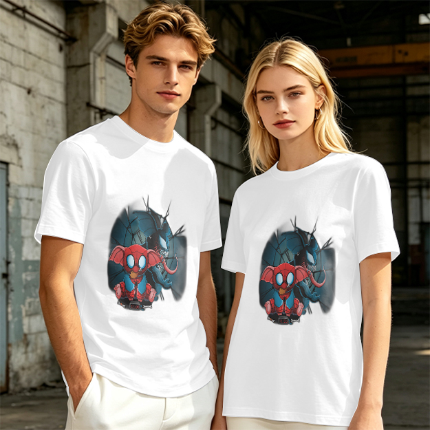 Olive T-Shirt With Spider-Eleven And Venom-Inspired Graphic Print