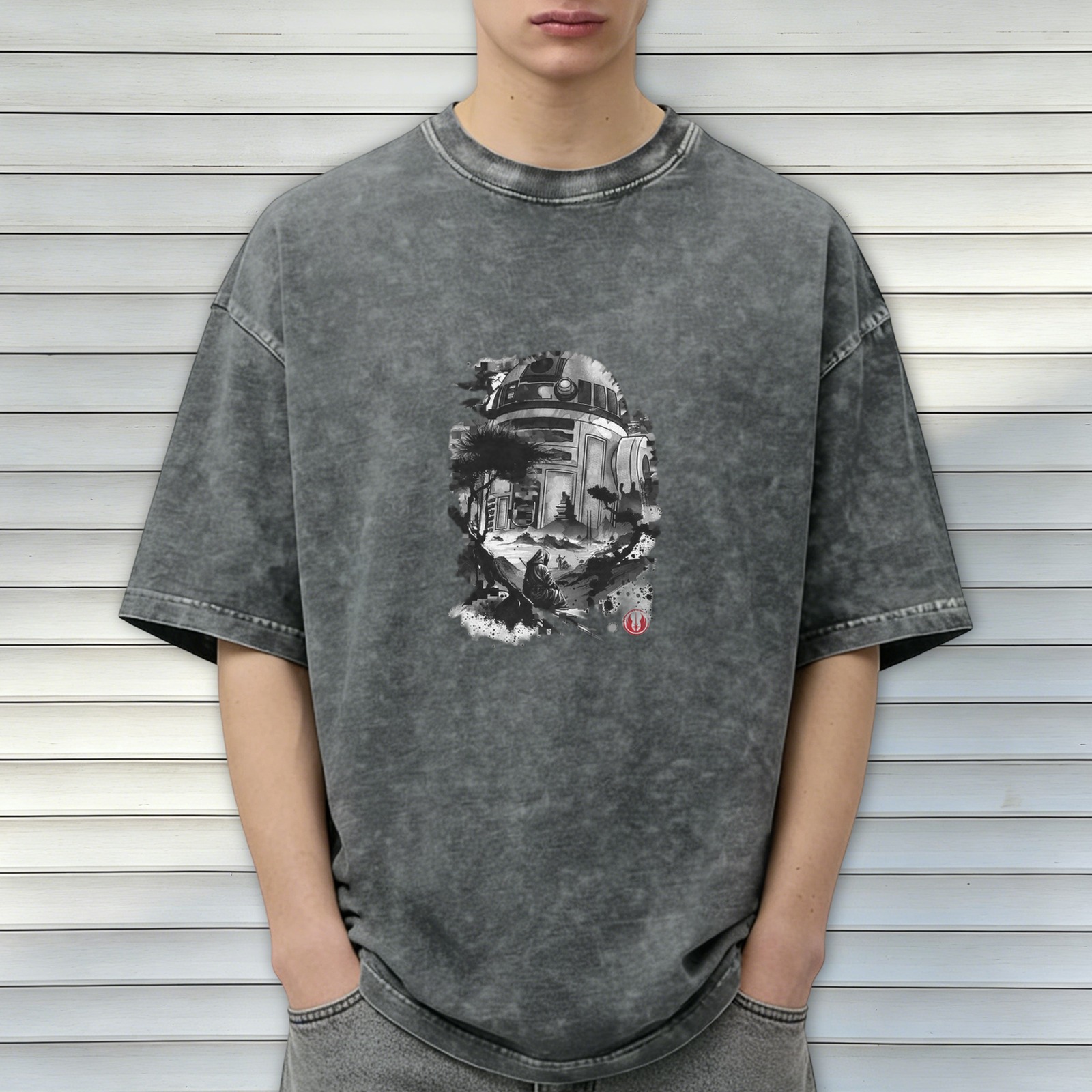 Star Wars R2-D2 Graphic Acid Wash Cotton T-Shirt