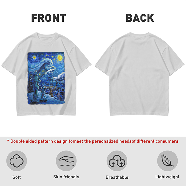 Olive T-Shirt with Starry Night Alien Landscape Art Print
