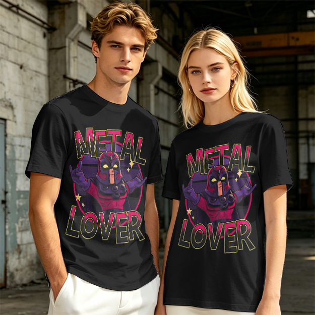 Olive Green T-Shirt with Metal Lover Super Villain Graphic