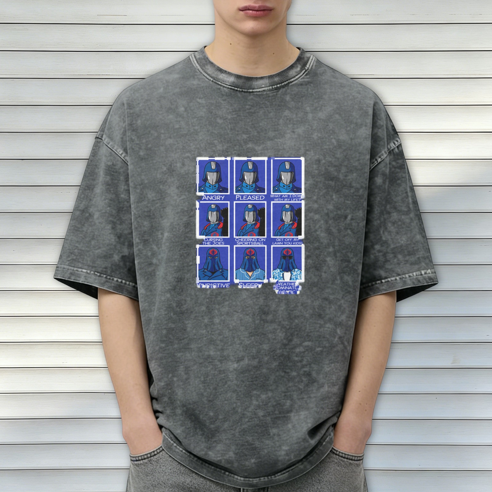 Cobra Commander Emotion Grid Vintage Wash Graphic T-Shirt