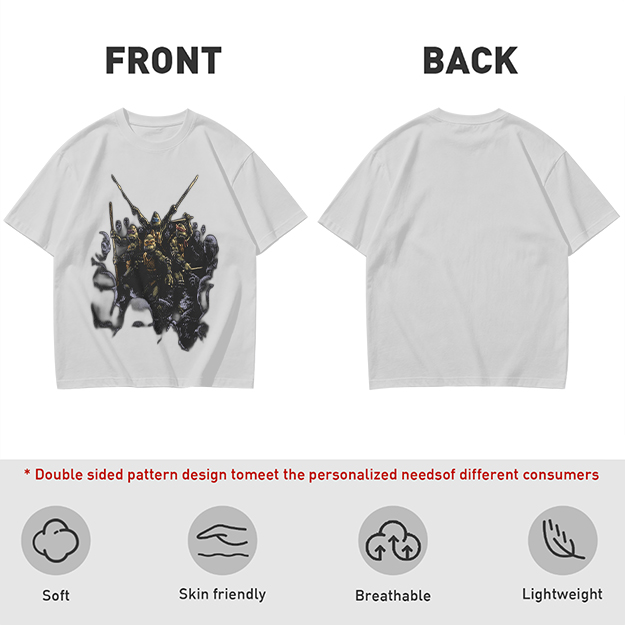 Olive T-Shirt with Fantasy Warrior Group Graphic Print