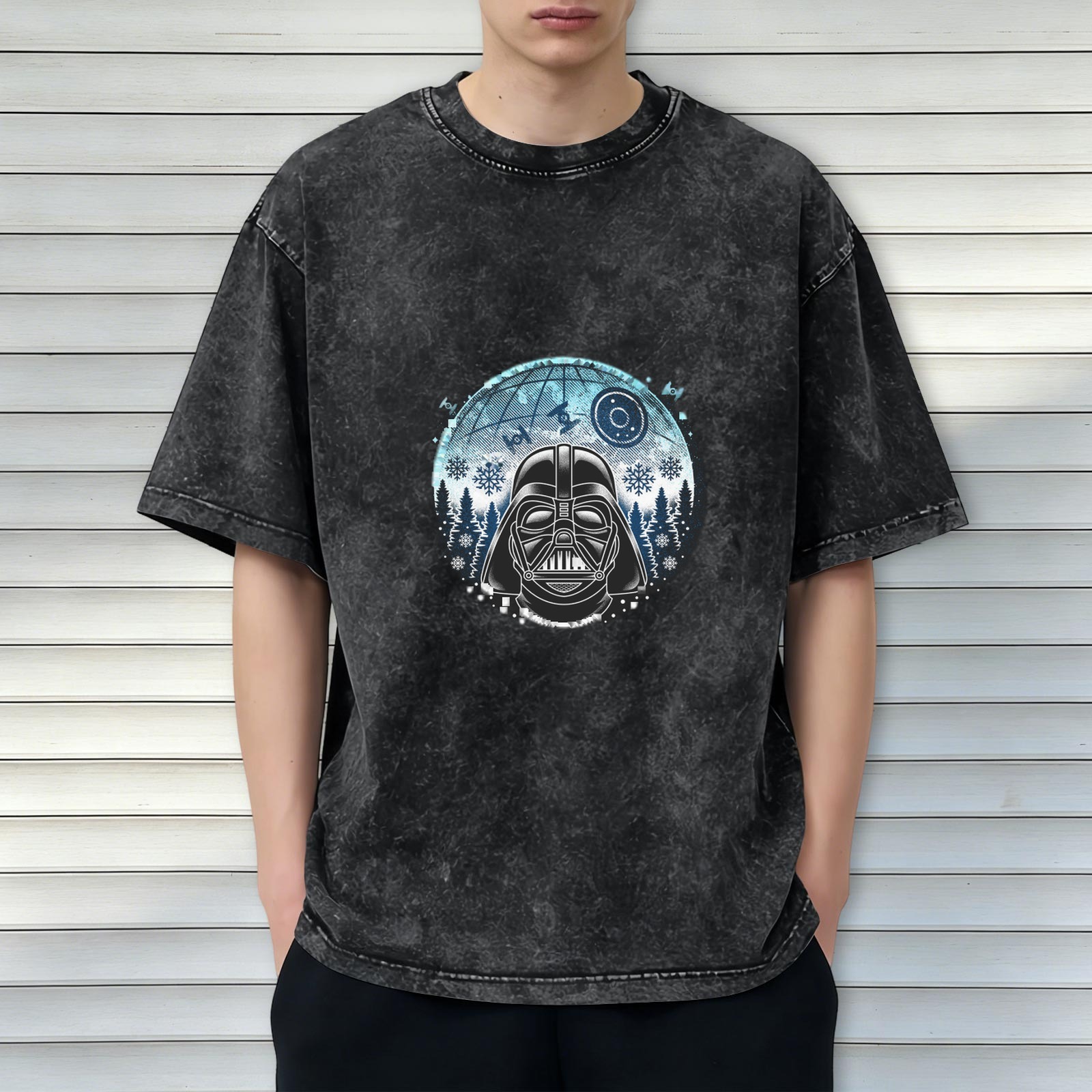 Star Wars Darth Vader Winter Graphic Acid Wash T-Shirt