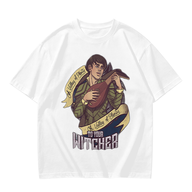 Witcher Inspired T-Shirt With Bard Playing Lute Graphic