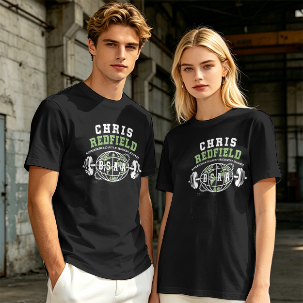 Chris Redfield BSAA Globe Barbell Graphic T-Shirt