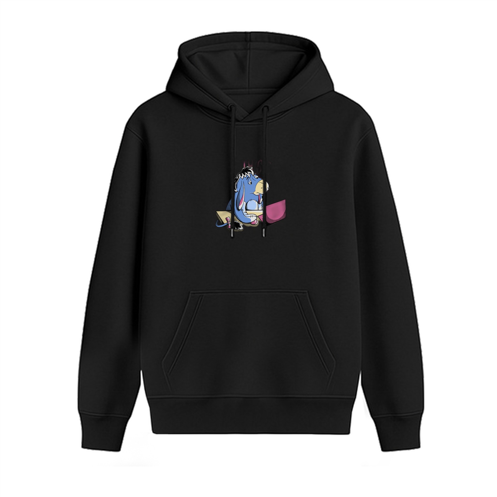 Black hoodie with Eeyore graphic print
