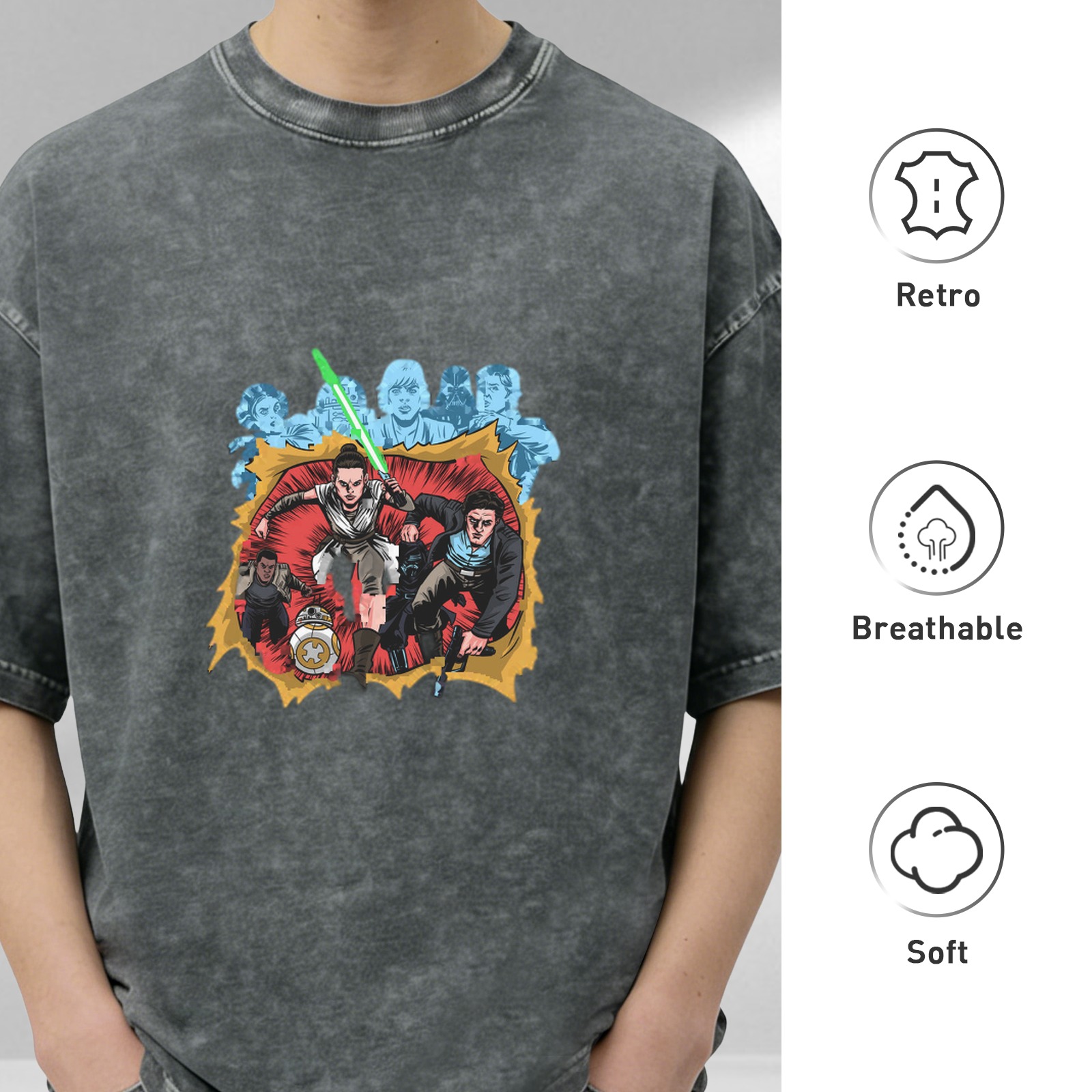 Star Wars Comic Art T-Shirt with Jedi and Characters